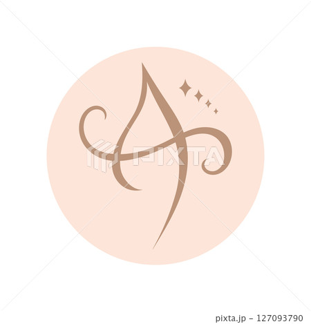 Abstract minimalist logo design with letter A. Celestial boho esoteric concept. Vector illustration 127093790