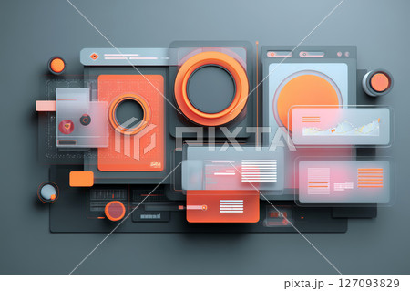 Abstract High-Tech Interface with Orange and Gray Color Scheme. 127093829