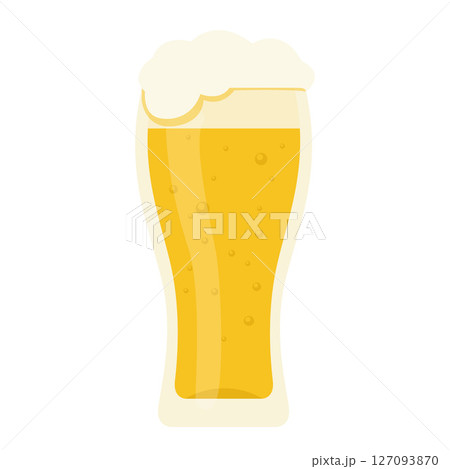 tall beer glass with foam flat cartoon illustration tall beer glass with foam flat cartoon illustration 127093870