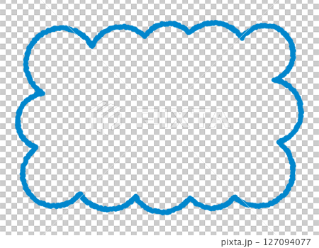 可愛的藍色蠟筆風格相框 127094077