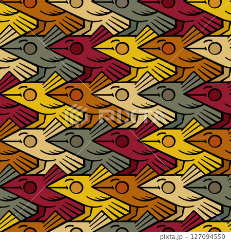 Playful bird tessellation pattern in warm earthy colors Playful bird tessellation pattern in warm earthy colors 127094550