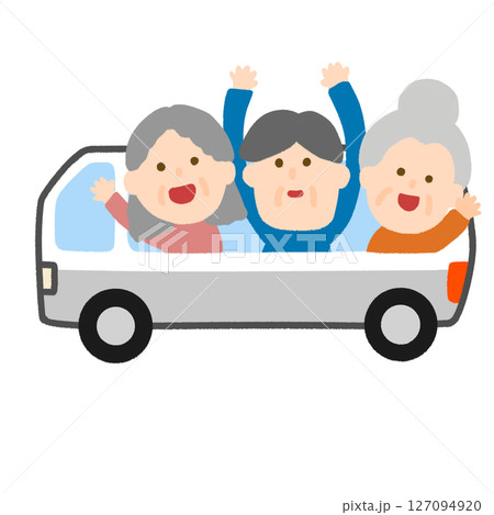 バスに乗る高齢者達 127094920