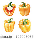 Set of yellow bell peppers in watercolor style 127095062