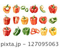 Set of 20 watercolor bell peppers 127095063