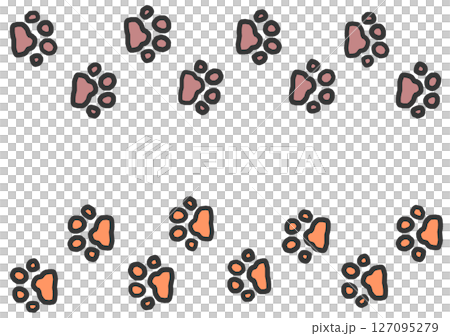 Illustration of cute dog and cat pets walking around with their paws Illustration of cute dog and cat pets walking around with their paws 127095279