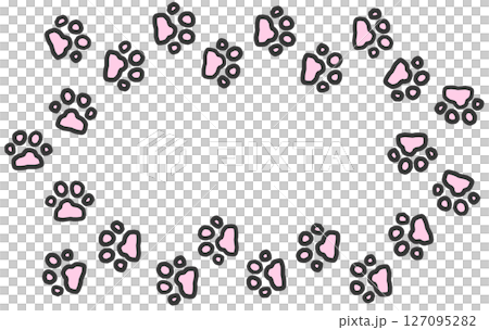 Illustration of cute dog and cat pets walking around with their paws Illustration of cute dog and cat pets walking around with their paws 127095282