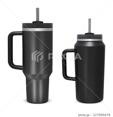 Travel mug, coffee drink thermo flask mockup 127095679
