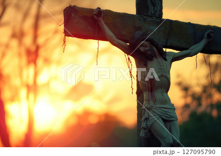 During Crucifixion, Christ was crowned with thorns on his head. AI Generation 127095790