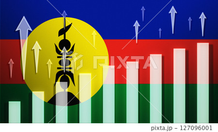 Flag with rising bar chart and up arrows Flag with rising bar chart and up arrows 127096001