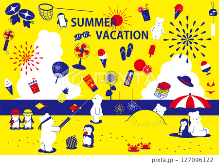 セット素材 夏休み 夏 セット素材 夏休み 夏 127096122