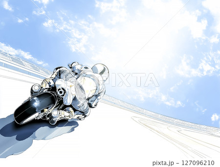 スポーツバイクでサーキットを走行する女性ライダーのイラスト素材 スポーツバイクでサーキットを走行する女性ライダーのイラスト素材 127096210