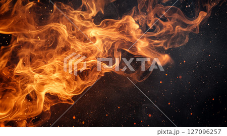 火の粉、火花、炎の背景 127096257