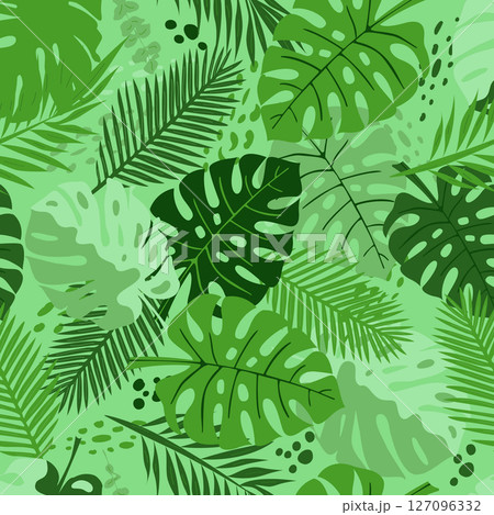 Seamless pattern with tropical leaves. Botanical background. Seamless pattern with tropical leaves. Botanical background. 127096332