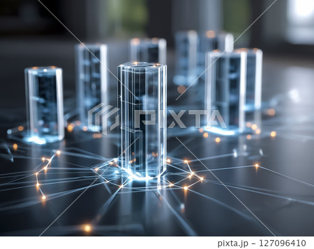 サイバー空間の都市風景のCG素材 127096410