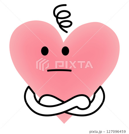 腕を組んで悩む顔のハート 127096459