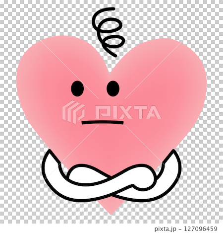 腕を組んで悩む顔のハート 127096459