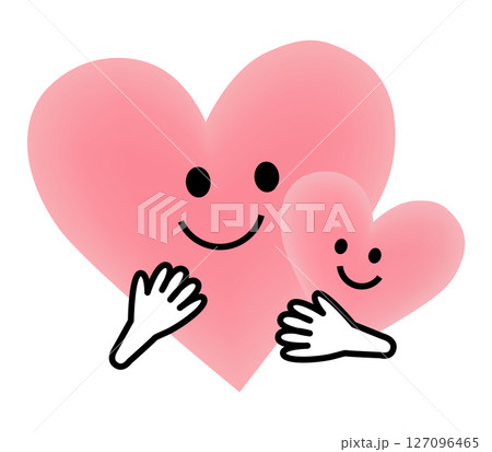 小さい笑顔のハートを抱く笑顔のハート 127096465