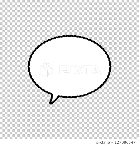 Simple oval speech bubble with rough lines, left-facing 127096547