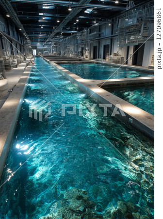 Industrial flow system with clear water and aerated filtration beds 127096861