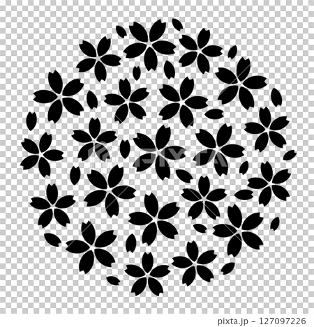 Cherry blossom circle silhouette black 127097226