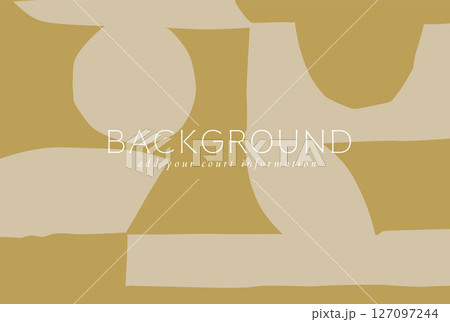 Abstract art background with shape form drawing in blue and beige color 127097244