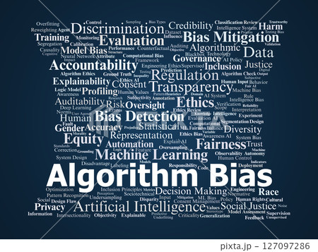 Algorithm Bias Word Cloud. Key Terms on Ethics, Fairness, and AI Decision-Making 127097286