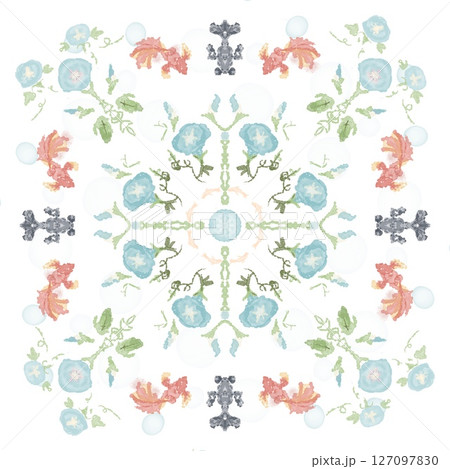 朝顔と金魚のマンダラ –  “Goldfish and Morning Glories Mandal 127097830