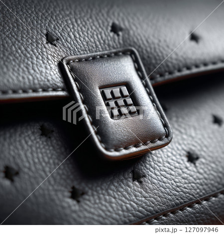 Your It Bag in black vegan leather with minimalist monogram and sustainable handcrafted texture design 127097946