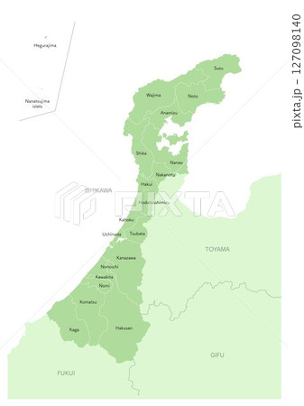【英語】日本の都市、愛知県の都市名や行政区分付きの地図（市町村の地名や、行政区分の線付き）	 127098140