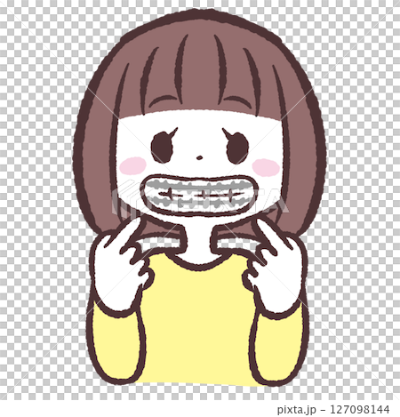 Illustration of a girl having her teeth straightened 127098144
