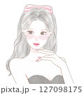 顔に手を当てている女性のイラスト 127098175