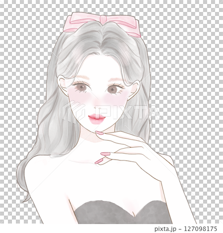 Illustration of a woman with her hands on her face Illustration of a woman with her hands on her face 127098175