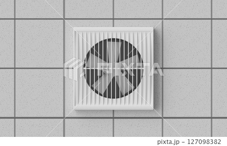 Ceiling Mounted White Air Vent. 3D Rendering. Ceiling Mounted White Air Vent. 3D Rendering. 127098382