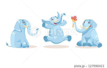Discover Playful Blue Elephants in a Vibrant and Fun Cartoon Style That Everyone Will Love Discover Playful Blue Elephants in a Vibrant and Fun Cartoon Style That Everyone Will Love 127098421