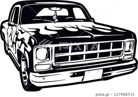 Pickup Truck, Muscle car, Classic car, Stencil, Silhouette, Vector Clip Art - Truck 4x4 Off Road - Off-road car for tshirt and emblem 127098515