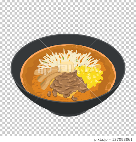 味噌拉麵的鳥瞰圖 味噌拉麵的鳥瞰圖 127098861