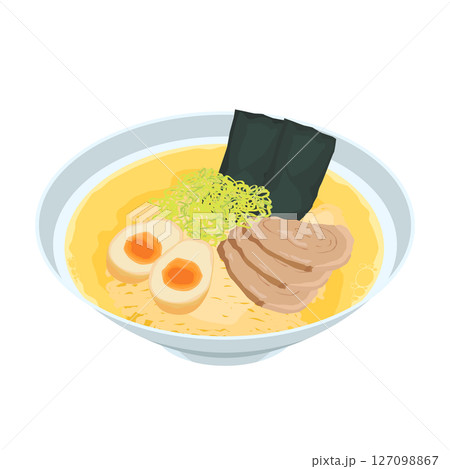 塩ラーメンの俯瞰視点イラスト 127098867