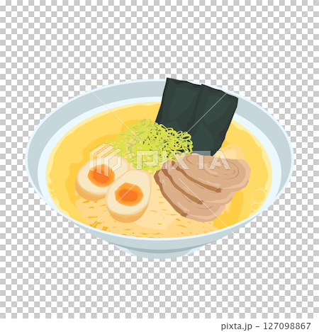 塩ラーメンの俯瞰視点イラスト 127098867