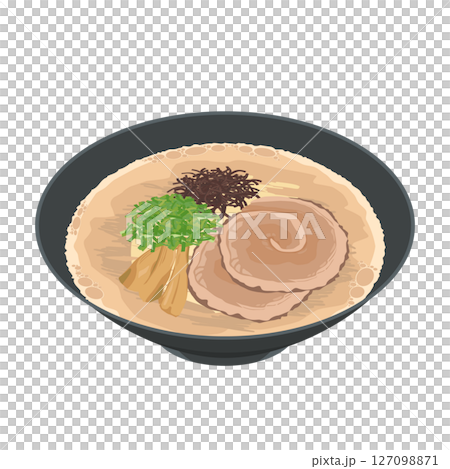Aerial view illustration of pork bone ramen 127098871