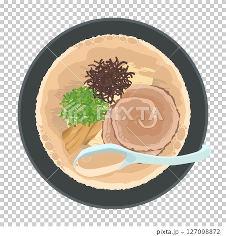 舀豬骨拉麵湯的插圖 127098872