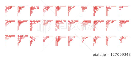 Chinese frame corners, red japanese borders, asian vintage ornament decorative elements Chinese frame corners, red japanese borders, asian vintage ornament decorative elements 127099348