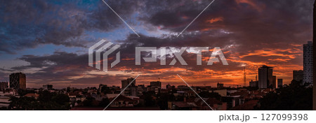 Luanda City Skyline at Sunset with Vibrant Clouds Luanda City Skyline at Sunset with Vibrant Clouds 127099398