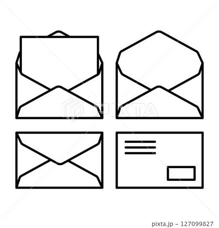 Envelope icon set in minimal line art style Envelope icon set in minimal line art style 127099827