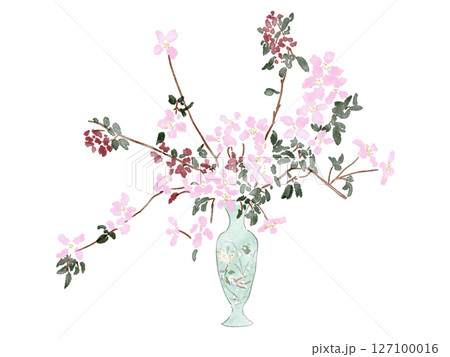 花 中国 水彩 桜 花瓶 桃 花 中国 水彩 桜 花瓶 桃 127100016