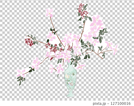 花 中国 水彩 桜 花瓶 桃 花 中国 水彩 桜 花瓶 桃 127100016