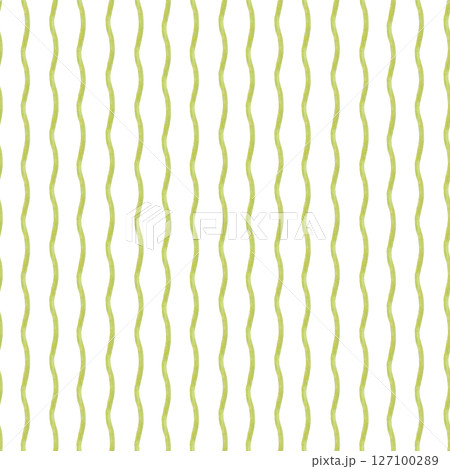 Hand painted watercolor yellow wavy brushstroke lines seamless patten isolated background. Hand painted abstract brush striped illustration for vibrant packaging designs, cheerful wallpaper 127100289