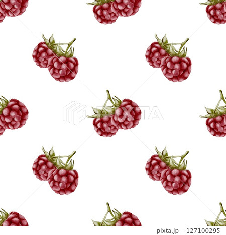 Vibrant watercolor raspberry pattern for textile and wrapping design 127100295