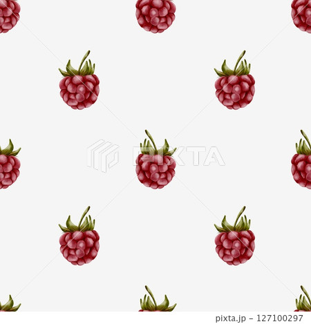 Watercolor raspberry pattern design for textile, wrapping paper, and wallpaper applications 127100297