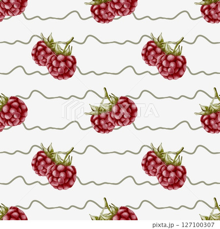 Vibrant watercolor raspberry pattern suitable for fabric, wallpaper, and gift wrapping designs 127100307
