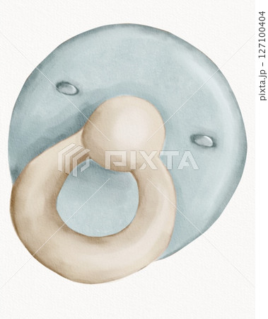 Soft blue baby accessories pattern featuring a pacifier design 127100404